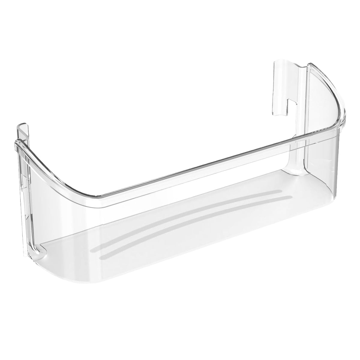 240323002 refrigerator bottom clear door shelf bin, shown as a plain product photo