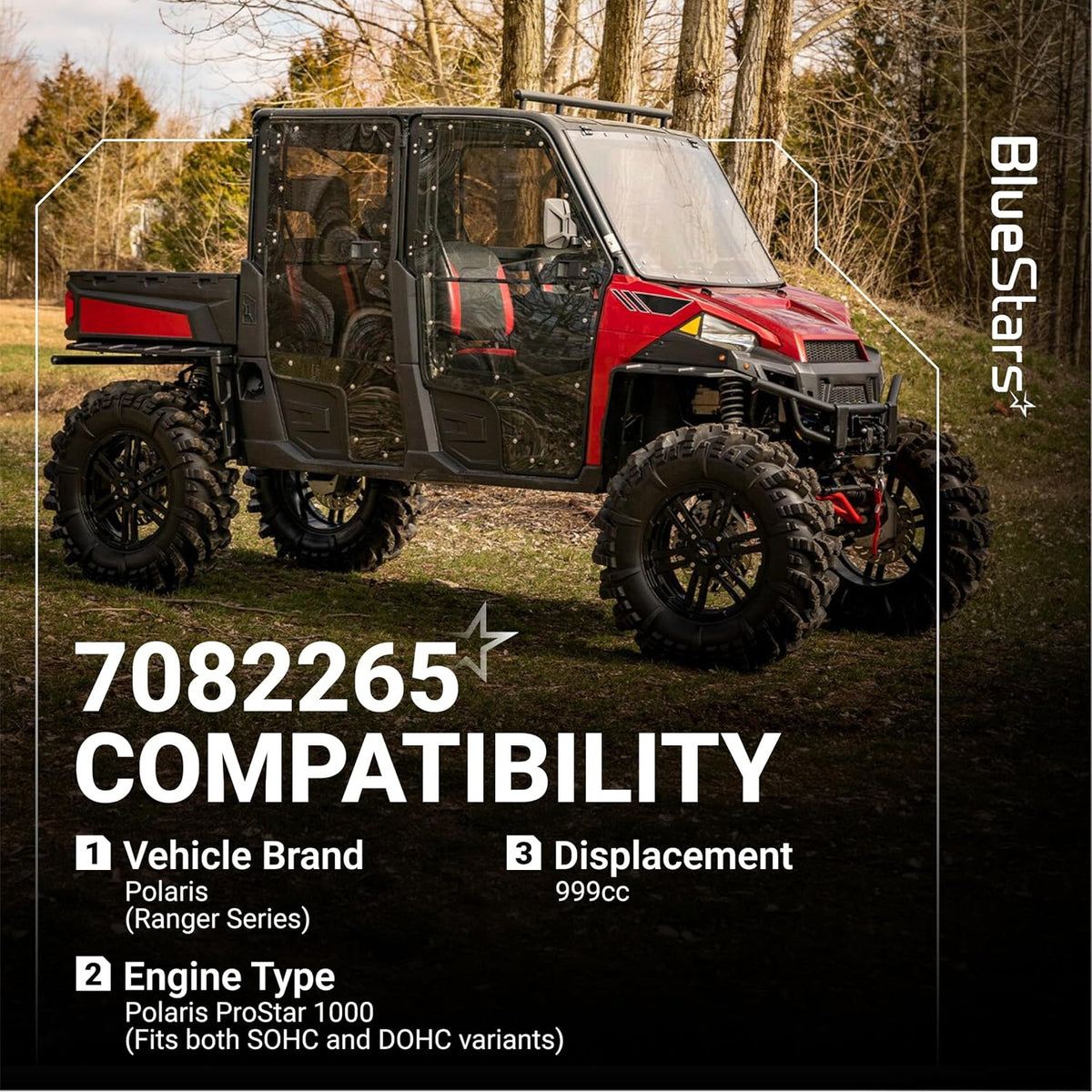 7082265 Air Filter compatibility graphic showing a Polaris Ranger Series vehicle with 999cc ProStar 1000 engine