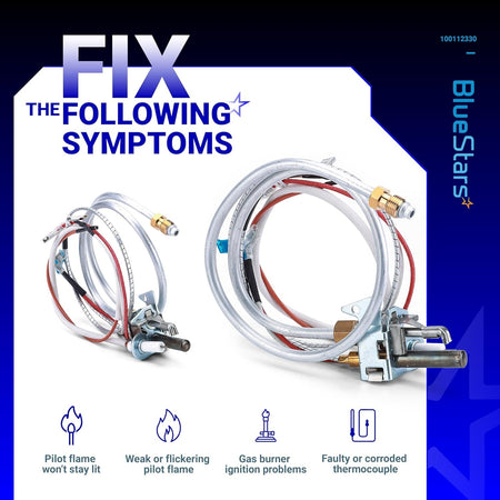 100112330 water heater pilot and igniter assembly for natural gas showing symptoms it fixes.