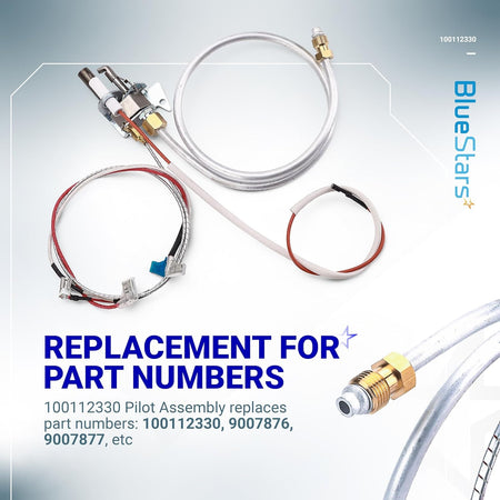 100112330 natural gas water heater pilot and igniter assembly with wiring harness and gas supply line.