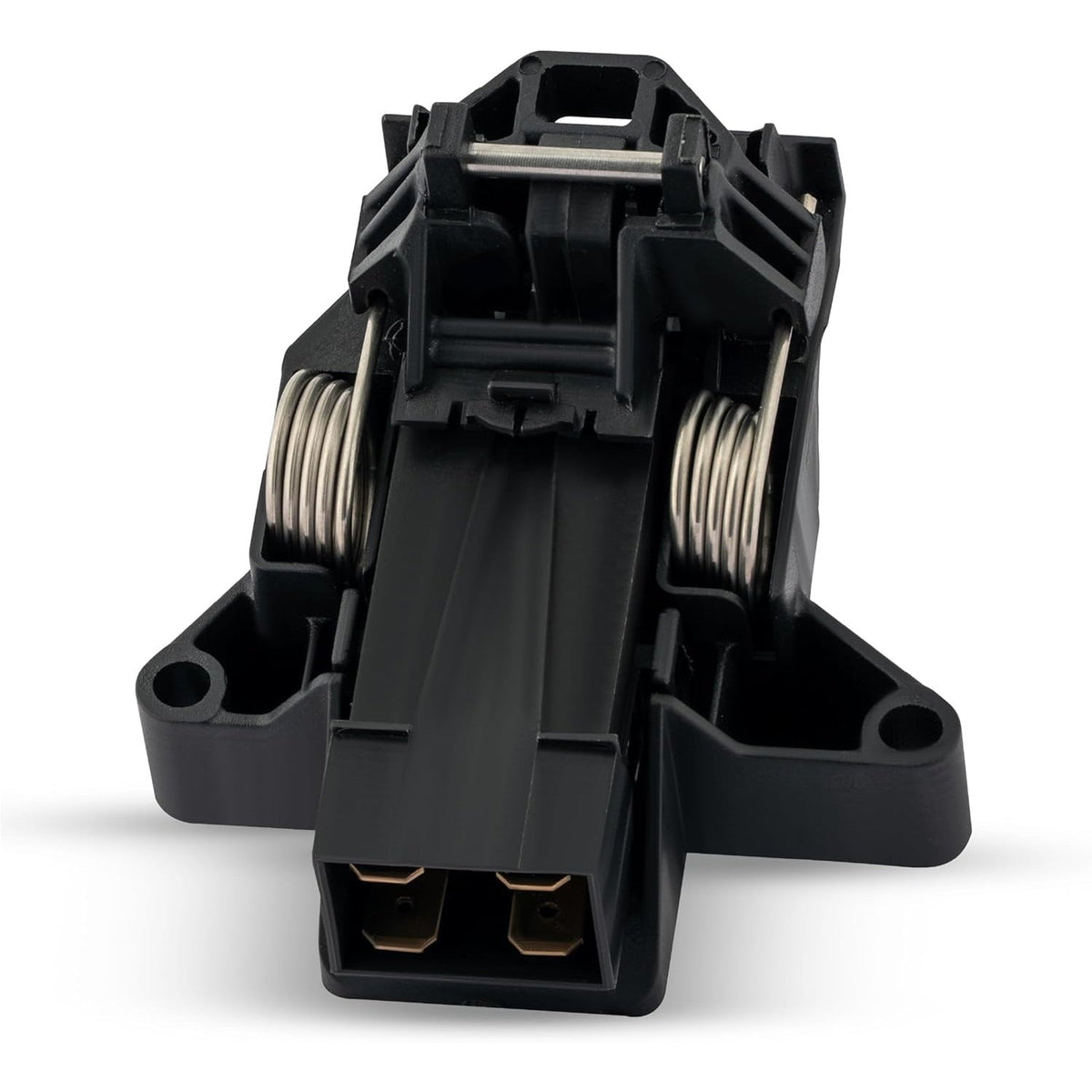 Black dishwasher door latch assembly with dual metal springs for Electrolux, Kenmore, and Frigidaire dishwashers.