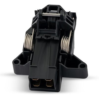 Black dishwasher door latch assembly with dual metal springs for Electrolux, Kenmore, and Frigidaire dishwashers.