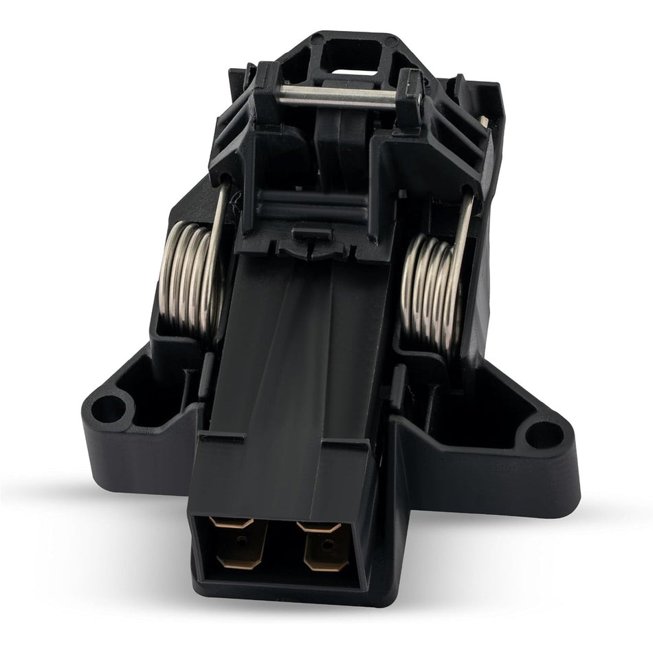 Black dishwasher door latch assembly with dual metal springs for Electrolux, Kenmore, and Frigidaire dishwashers.