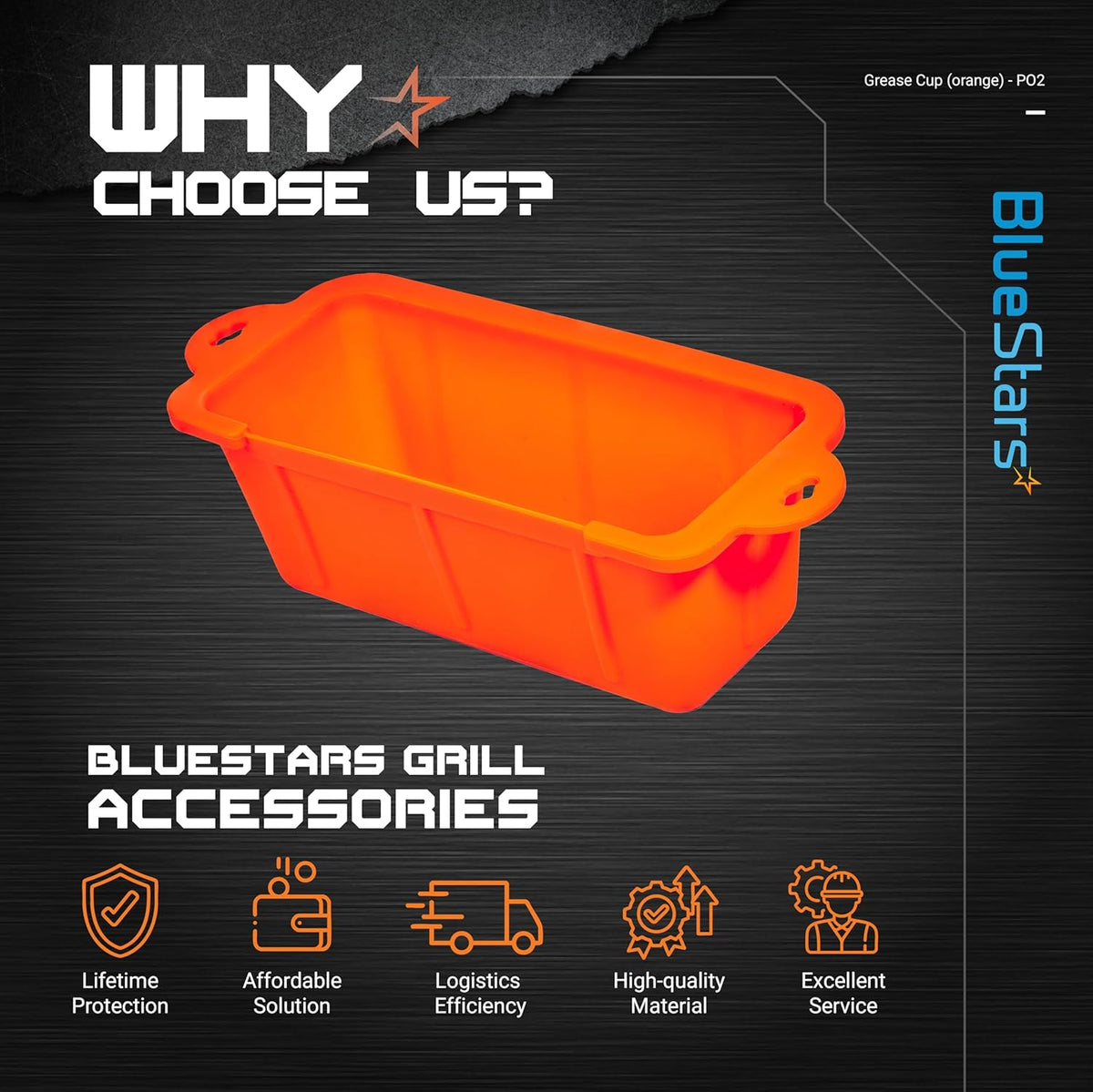 Single orange silicone grease cup liner for Blackstone griddles with heat-resistant design.
