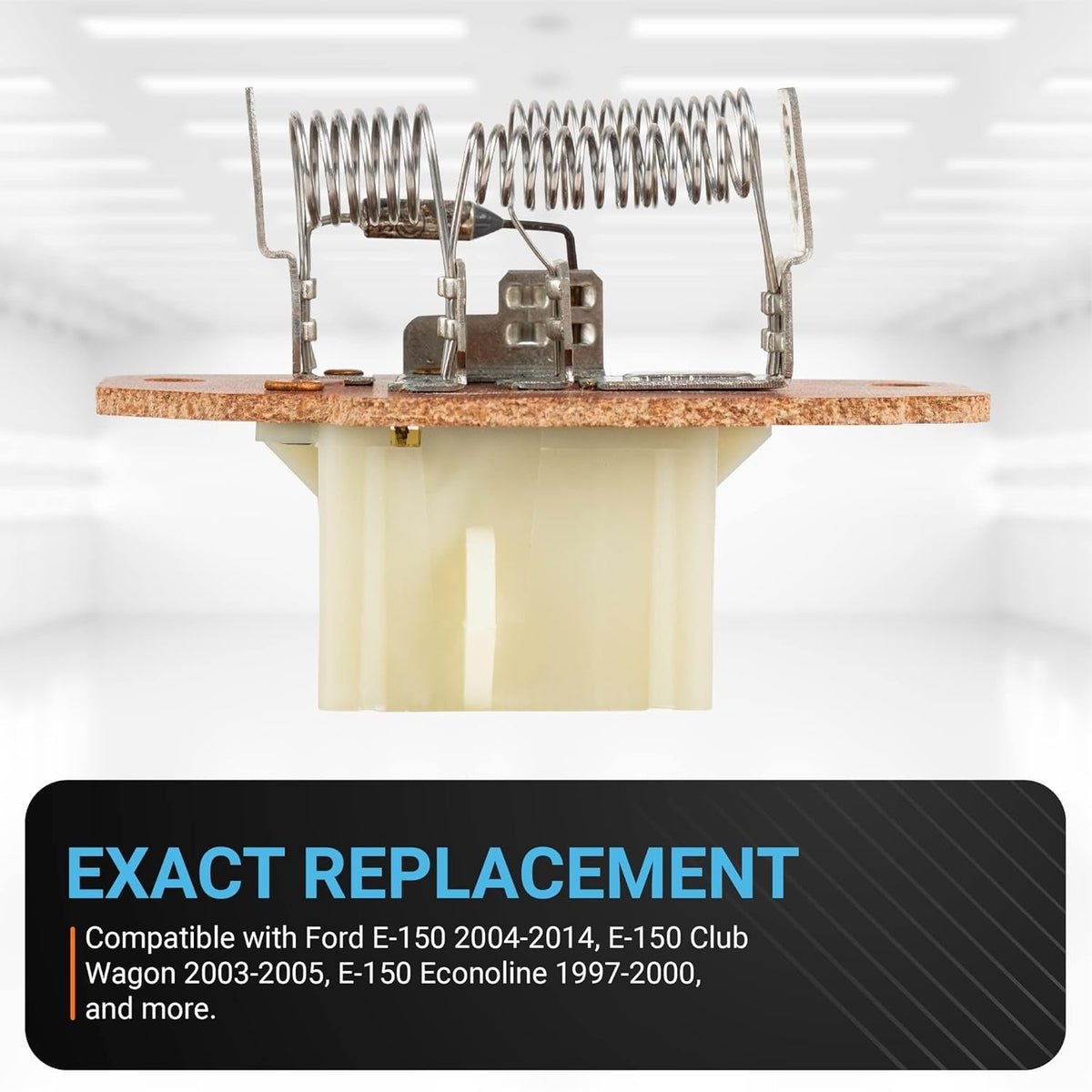 973-013 HVAC blower motor resistor with exposed metal coils and mounting plate.