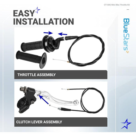 CT100U CC100X mini bike throttle and clutch lever assembly kit with cables for 7/8 inch handlebars.