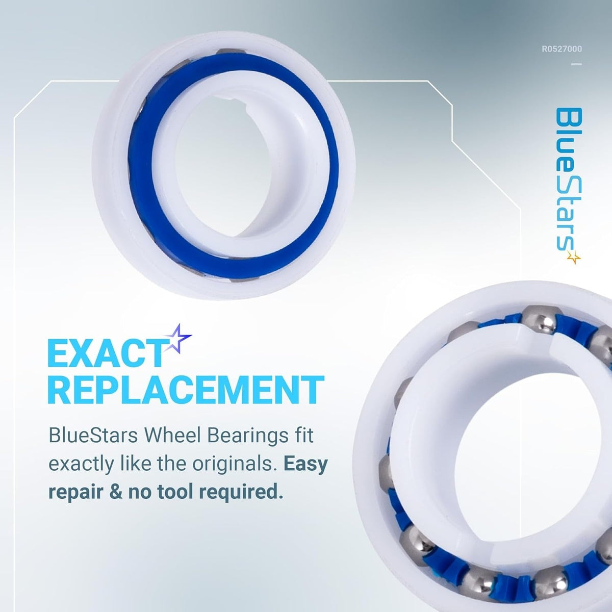 Two R0527000 replacement wheel bearings for Zodiac MX8 and MX6 pool cleaners.