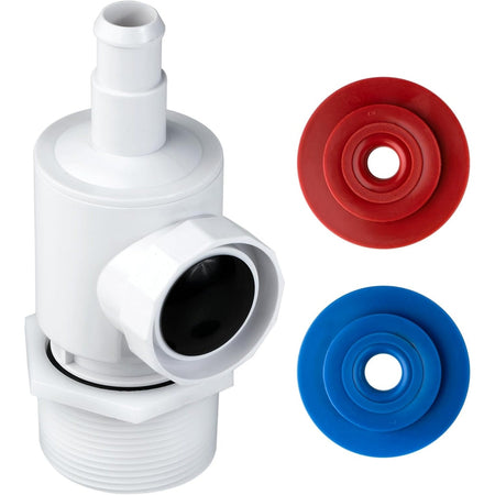 9-100-9001 pool cleaner UWF connector replacement part with red and blue restrictor discs.
