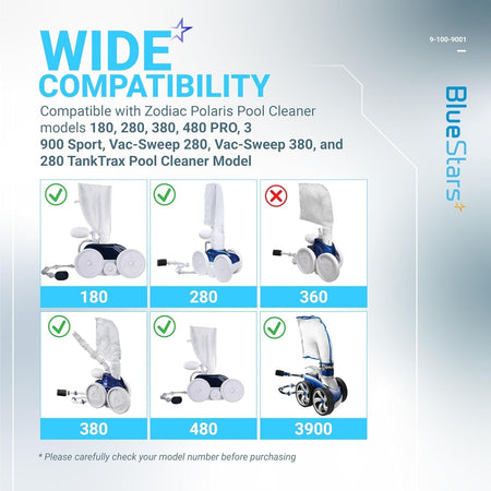 Compatibility chart for 9-100-9001 pool cleaner UWF connector showing compatible and incompatible cleaner models.
