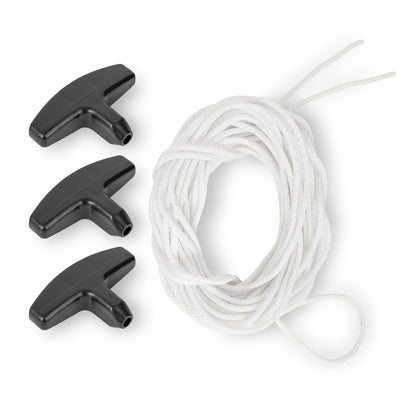 3.5mm recoil starter rope coil with three black pull handles for chainsaws and lawn mowers.
