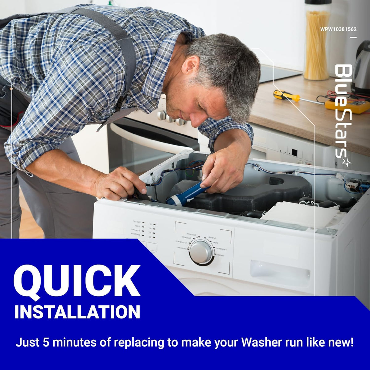 Technician performing a quick installation of a Whirlpool washer door boot seal replacement.