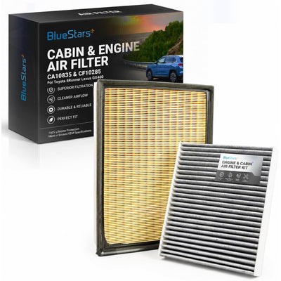 CA10835 & CF10285 Engine & Cabin Air Filter Combo with packaging and two filters shown