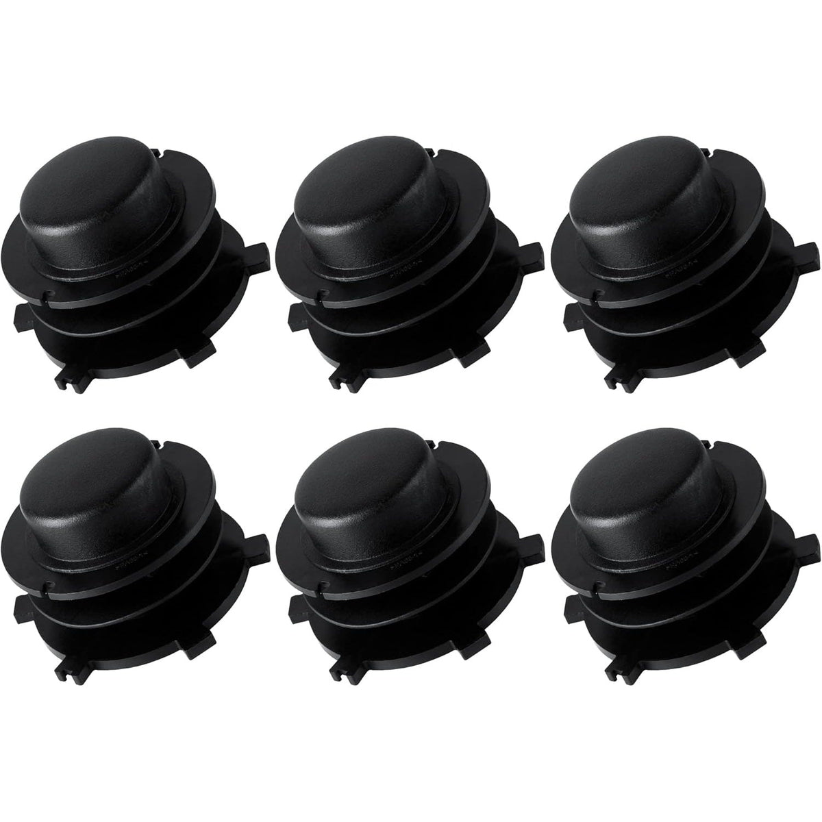Set of 6 black trimmer head spool cap covers compatible with Stihl Autocut 25-2.