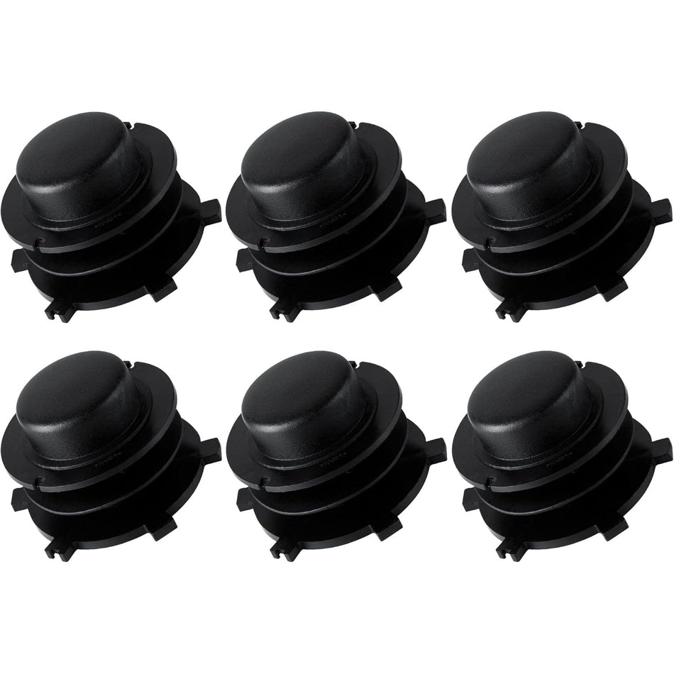 Set of 6 black trimmer head spool cap covers compatible with Stihl Autocut 25-2.
