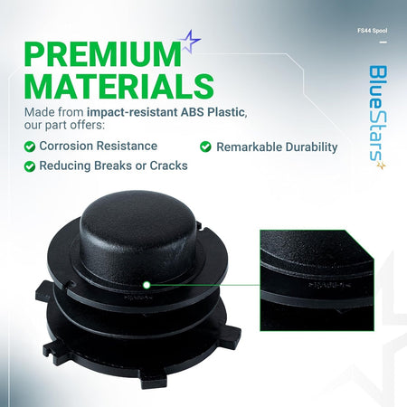 Durable ABS plastic trimmer head spool cap for Stihl Autocut 25-2 with close-up of material detail.