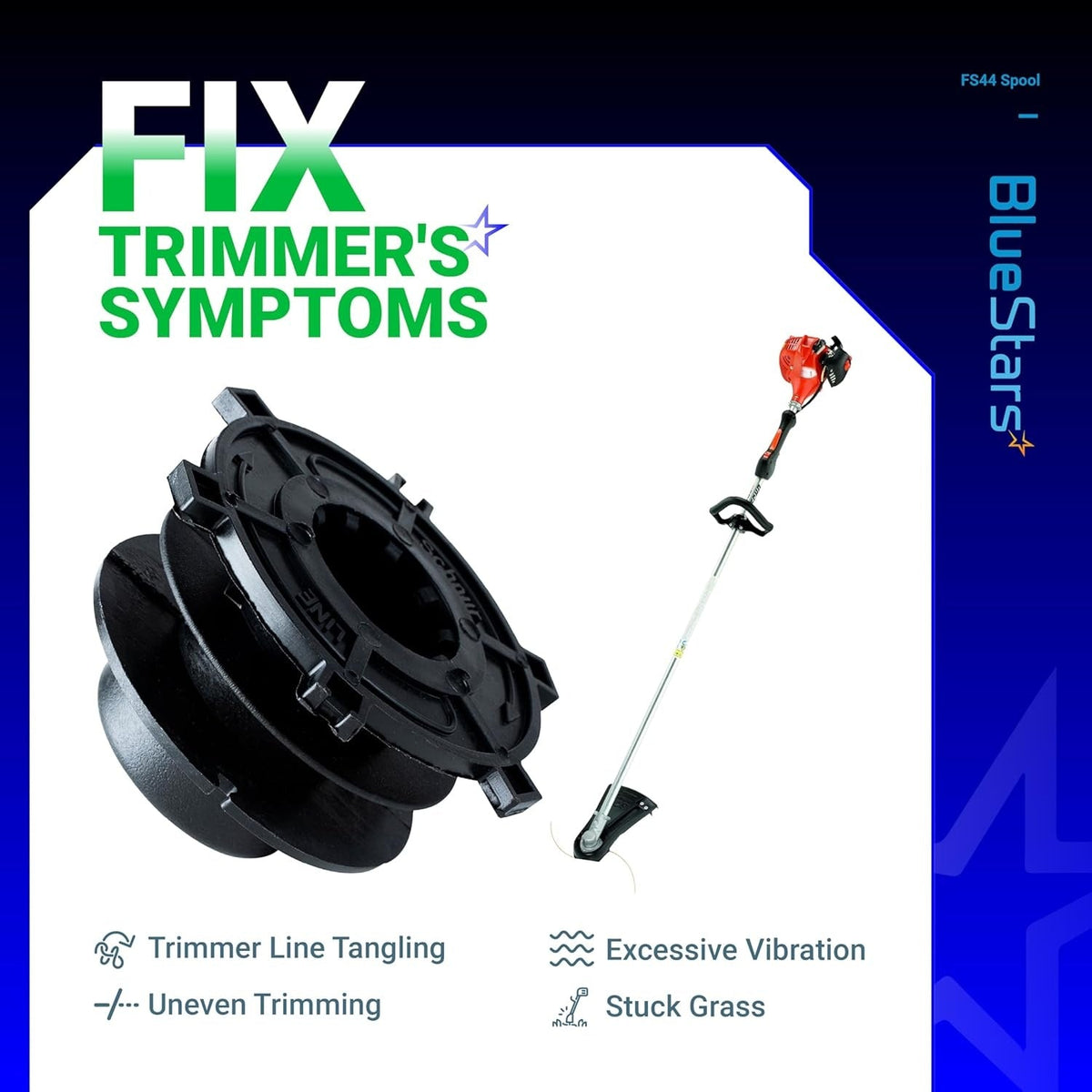 Replacement trimmer head spool for Stihl Autocut 25-2 shown with a string trimmer to illustrate repair solutions.