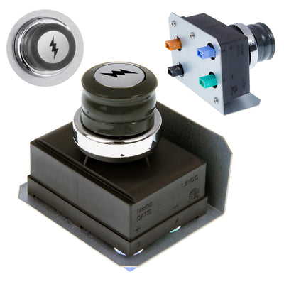 Replacement igniter module and push-button switch for Weber Genesis 300 series front-control gas grills.