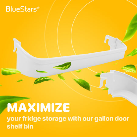 240338001 Refrigerator Upper Gallon Door Shelf Bin promotional graphic showing the white bin and MAXIMIZE storage text