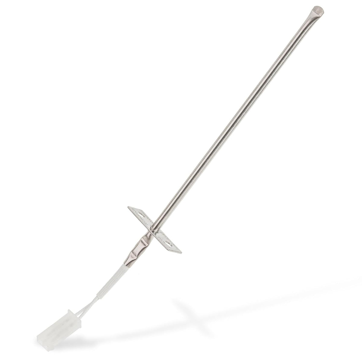 Oven temperature sensor probe with mounting bracket and connector for Frigidaire and Kenmore ranges.