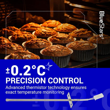 Oven temperature sensor probe for Frigidaire and Kenmore ranges with 0.2°C precision control graphic.