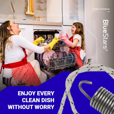 Dishwasher door balance link and spring kit for Kenmore, Whirlpool, and KitchenAid dishwashers.