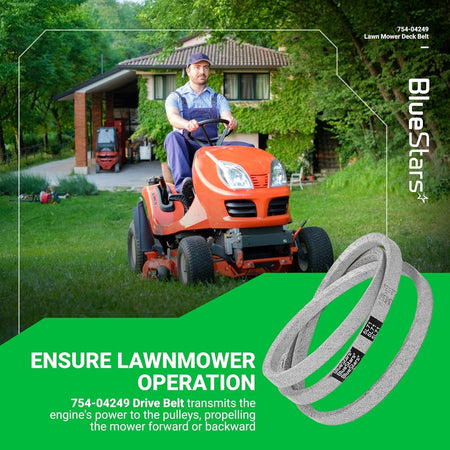Replacement 754-04249 mower drive belt for MTD, Troy-Bilt, and Huskee lawn tractors.