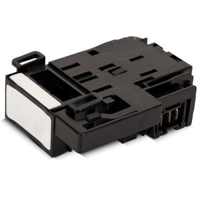 Black GE washer door lid lock switch replacement part for compatible top load washing machines.