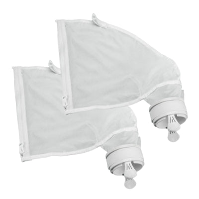 Two white nylon mesh zippered replacement bags for Polaris 280 and 480 pool cleaners.