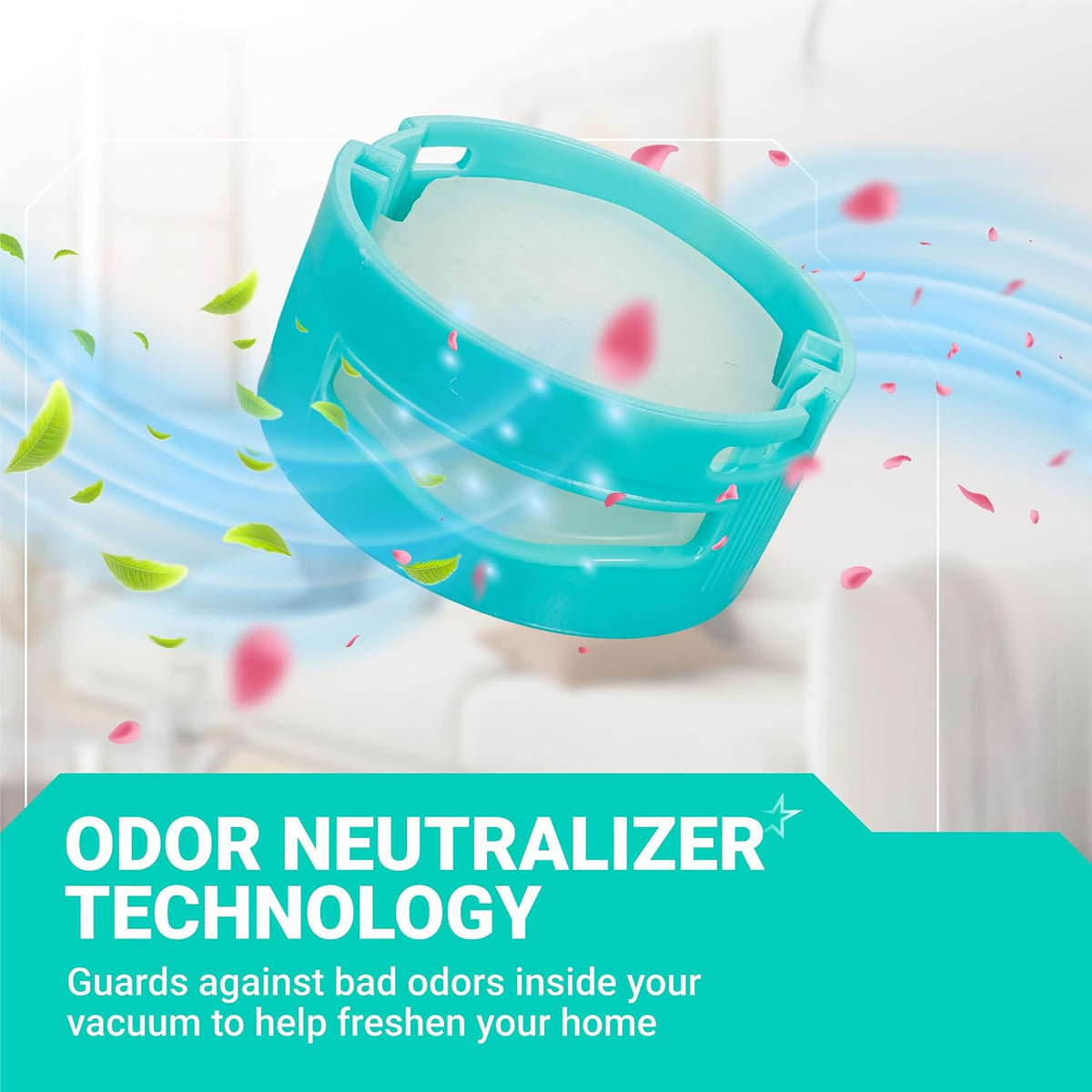 AZ3002 AZ3000 Filter Replacement showing a turquoise filter with an odor neutralizer technology graphic