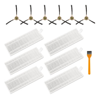 Replacement parts kit with 6 side brushes, 6 HEPA filters, and cleaning tool for OKP Life and Lefant robot vacuums.