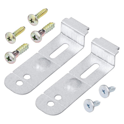 Samsung dishwasher mounting bracket assembly kit with two metal brackets and six mounting screws.