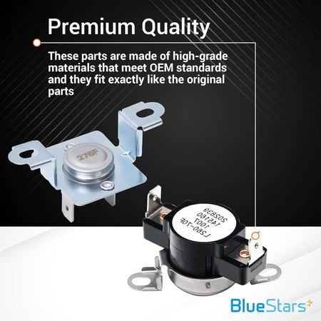 Replacement dryer thermostat and thermal limiter kit for Electrolux and Frigidaire dryers.