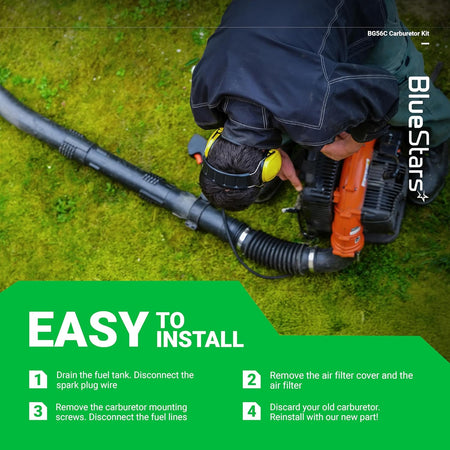 Installation guide for BG56C carburetor tune-up kit on a Stihl leaf blower.