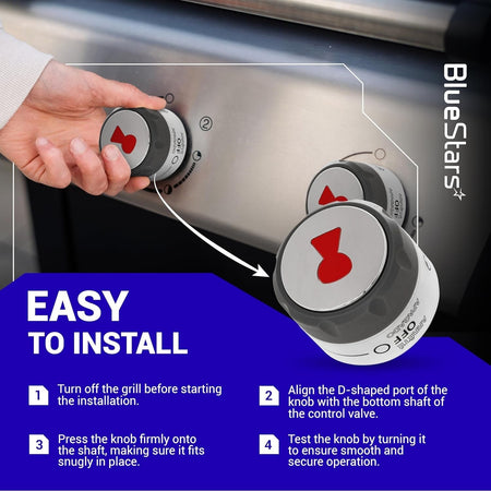 Installation guide for 91538 lighted grill control knobs showing step-by-step instructions on a stainless steel grill.
