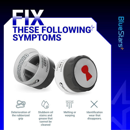 Two 91538 lighted control knobs shown from front and side angles with symptom icons below.