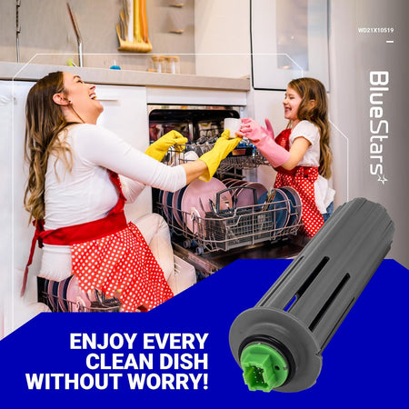 WD21X10519 dishwasher flood switch replacement part shown in a lifestyle marketing graphic.