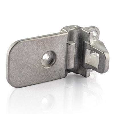 Metal clothes dryer door hinge replacement part for LG and Kenmore Elite dryers.