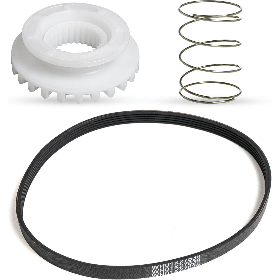 GE washing machine repair kit including drive belt, clutch assembly, and tension spring for Hotpoint clothes washers.