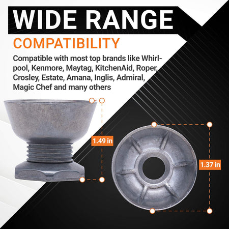 8066184 dryer motor pulley showing side and bottom dimensions for Whirlpool, Kenmore, and Maytag compatibility.