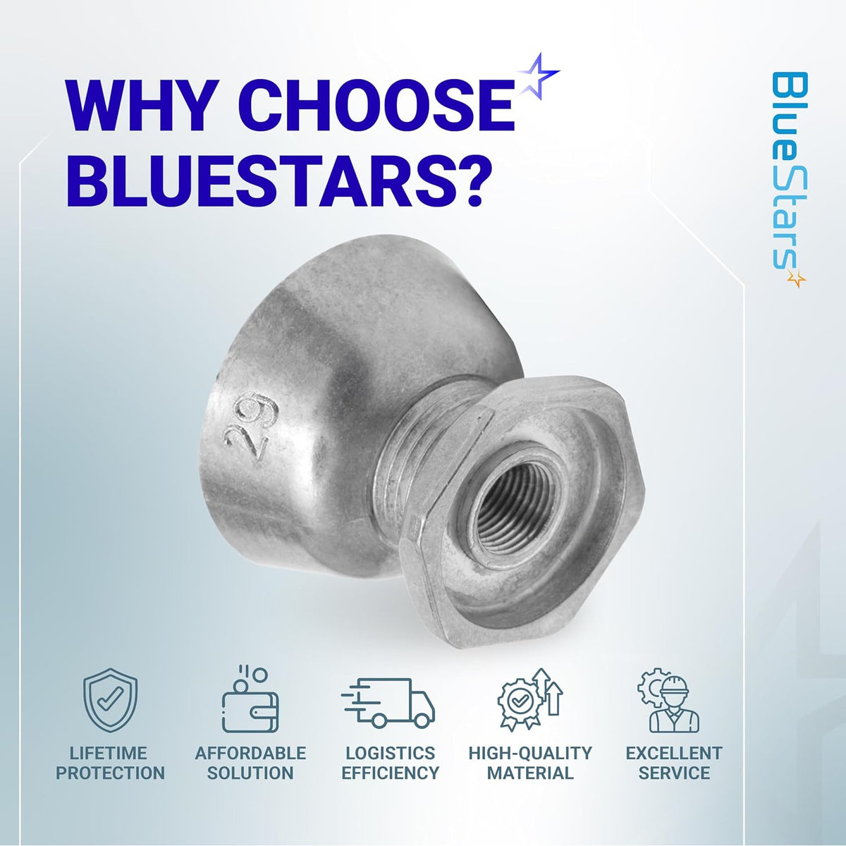 8066184 Dryer Motor Pulley 29 promotional graphic showing pulley and Bluestar benefits