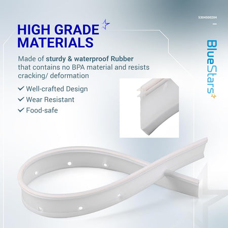 5304500204 dishwasher bottom door gasket replacement showing durable rubber material and close-up profile view.