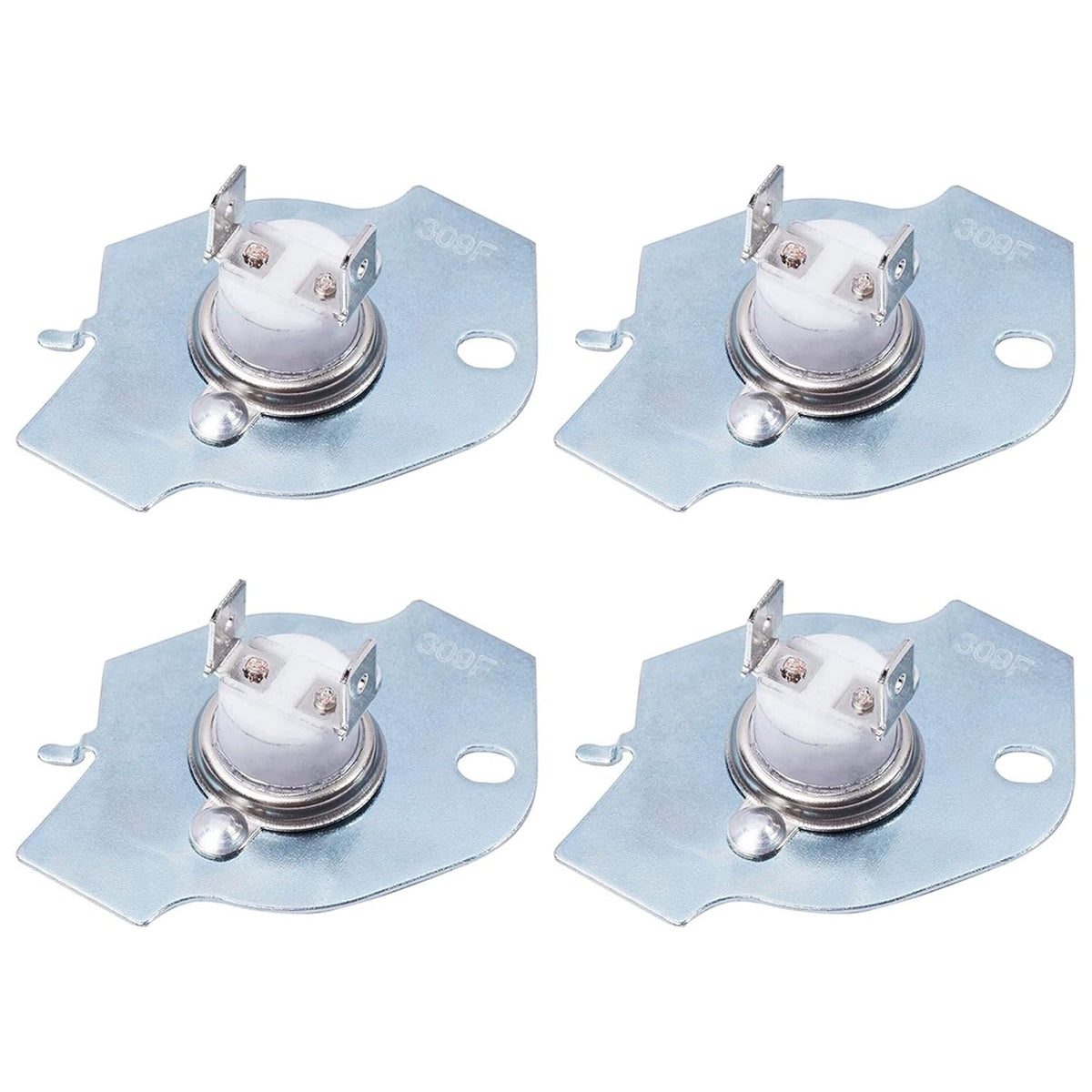 Set of four 3977393 dryer thermal fuses compatible with Whirlpool, Maytag, and Kenmore dryers.