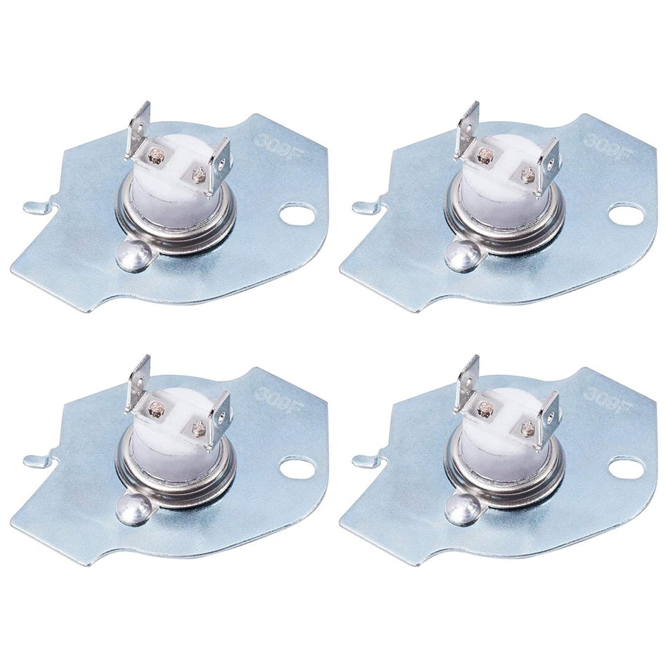 Set of four 3977393 dryer thermal fuses compatible with Whirlpool, Maytag, and Kenmore dryers.