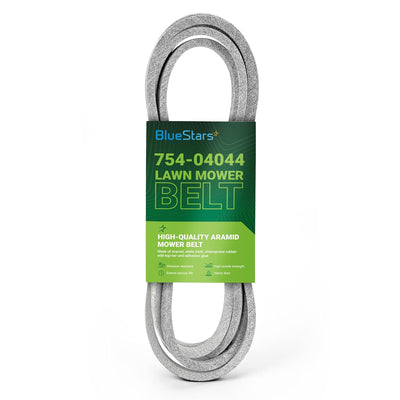 BlueStars 754-04044 mower deck belt in branded retail packaging.