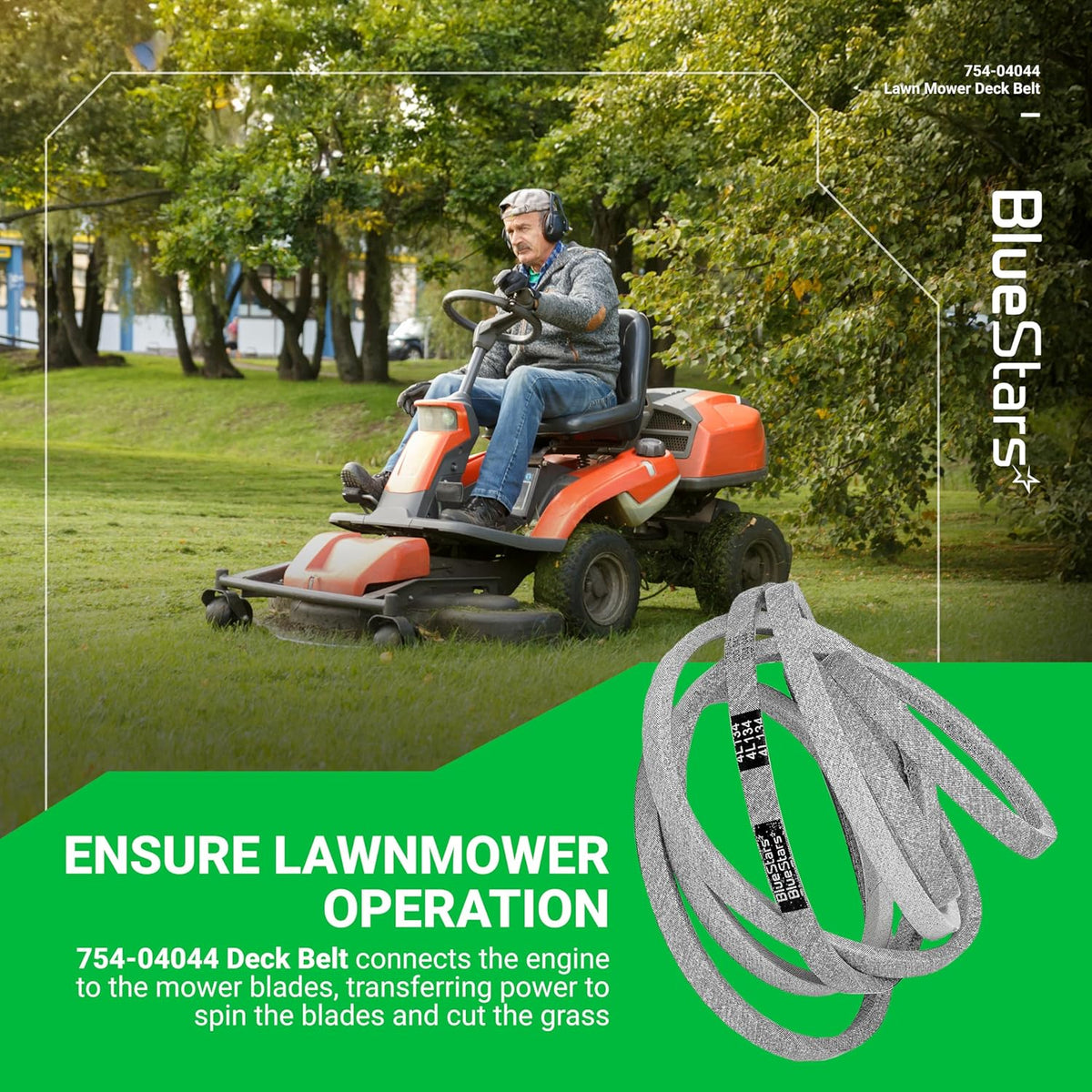 Replacement 754-04044 mower deck belt for MTD, Cub Cadet, and Troy-Bilt zero-turn mowers.