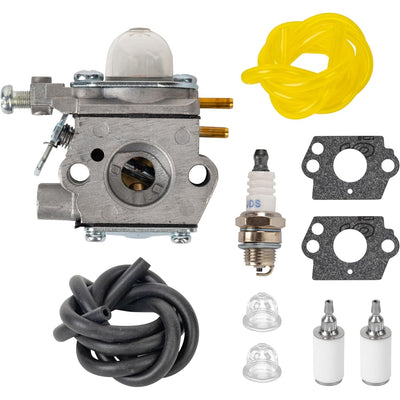 753-06190 carburetor kit including spark plug, fuel lines, primer bulbs, gaskets, and fuel filters for outdoor equipment.