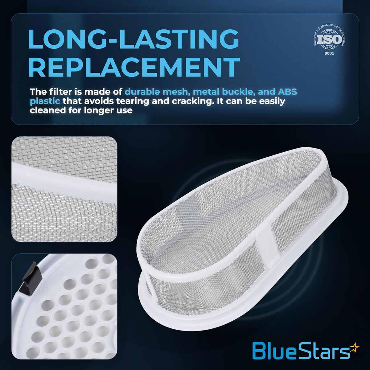 W10828351 dryer lint filter with stainless steel mesh screen, showing close-up details of the durable construction.