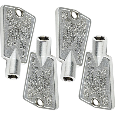 Set of four metal freezer door keys compatible with Frigidaire and Kenmore appliances.
