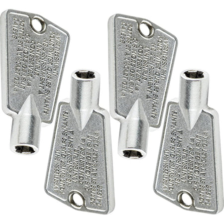 Set of four metal freezer door keys compatible with Frigidaire and Kenmore appliances.