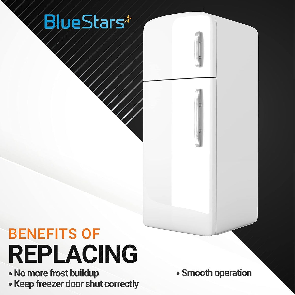 Graphic showing benefits of replacing a freezer door key for Frigidaire and Kenmore freezers.